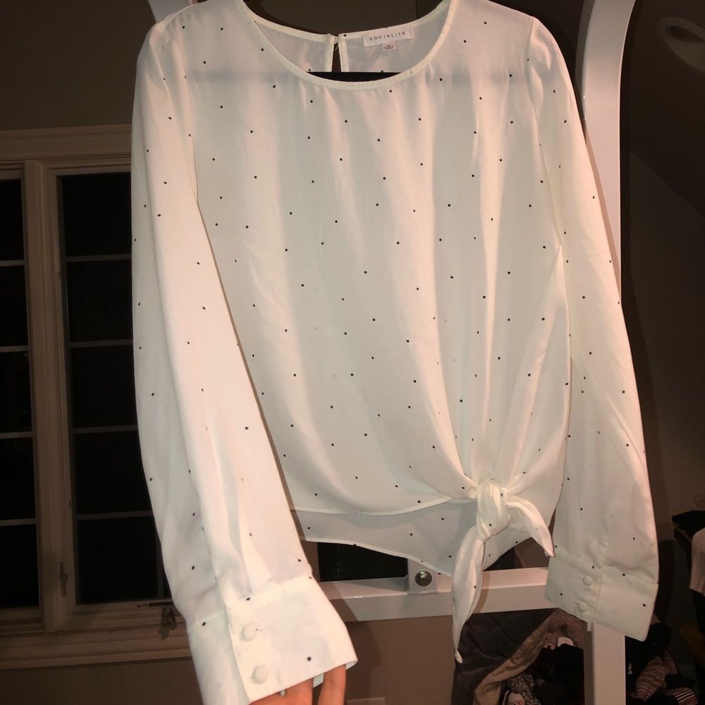 Socialite long sleeve tiny dot blouse size M